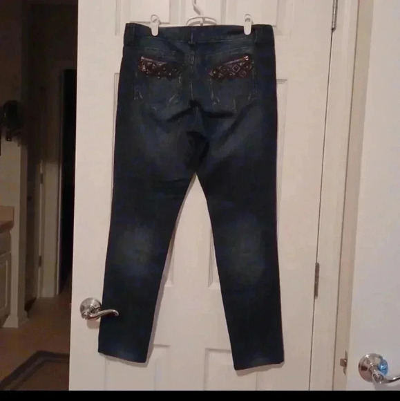 🍭🌹 Dark blue jeans with decorated back pockets - Picture 6 of 11